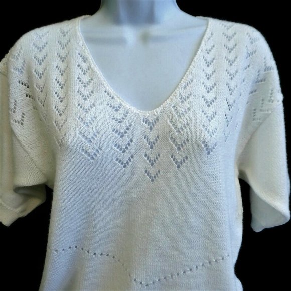 Pykettes Vintage Sweater Short Slv V Neck Arrows L - Picture 2 of 8